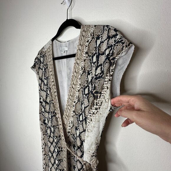 Joie Porcelain Bethwyn C Snakeskin Print Wrap Style A-Line Cap Sleeve Dress SM - Picture 5 of 16
